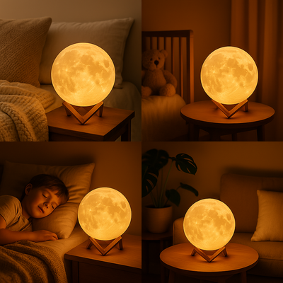 Veilleuse Lune Tactile 3D – Lampe déco cocooning à LE